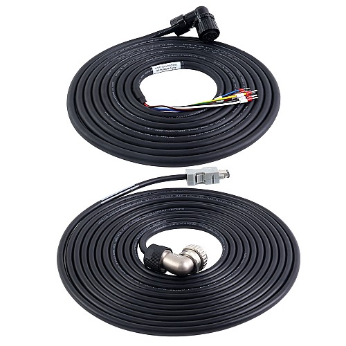 Kit de cable de motor y encoder de 5m(196,85") con conectores para servomotor de 17 bits series A6 y A6H con freno - A6-5MB-5E-B | StepperOnline
