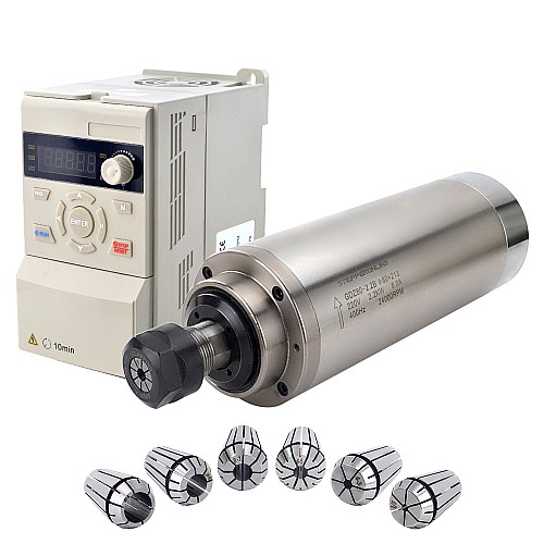 Kit de motor de husillo refrigerado por agua de 220V 2,2KW Φ80x210mm y variador de frecuencia de 3HP 2,2KW y 12,5A Kit de motor de husillo refrigerado por agua de 220V 2,2KW Φ80x210mm y variador de frecuencia de 3HP 2,2KW y 12,5A