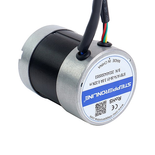 Motor BLDC, 36V, 3000RPM, 0,32Nm, 101W, 3,80A, Φ57x73,5mm - 57BYA74-36-01 | StepperOnline Motor BLDC, 36V, 3000RPM, 0,32Nm, 101W, 3,80A, Φ57x73,5mm - 57BYA74-36-01 | StepperOnline