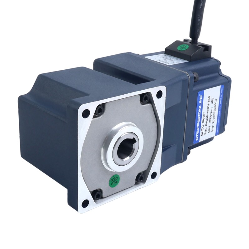 Motor BLDC con engranaje de 48V, 40W, 100RPM, 2,76Nm(390,20oz.in), Caja de cambios de ángulo recto 30:1 - F4B40-48GN-30S/4GN30RC | StepperOnline