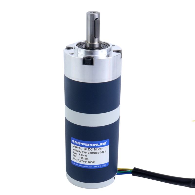 24V 90W 100RPM Motor DC sin Escobillas con Caja Reductora 6,90Nm(977,12oz.in) 30:1 Caja Planetaria