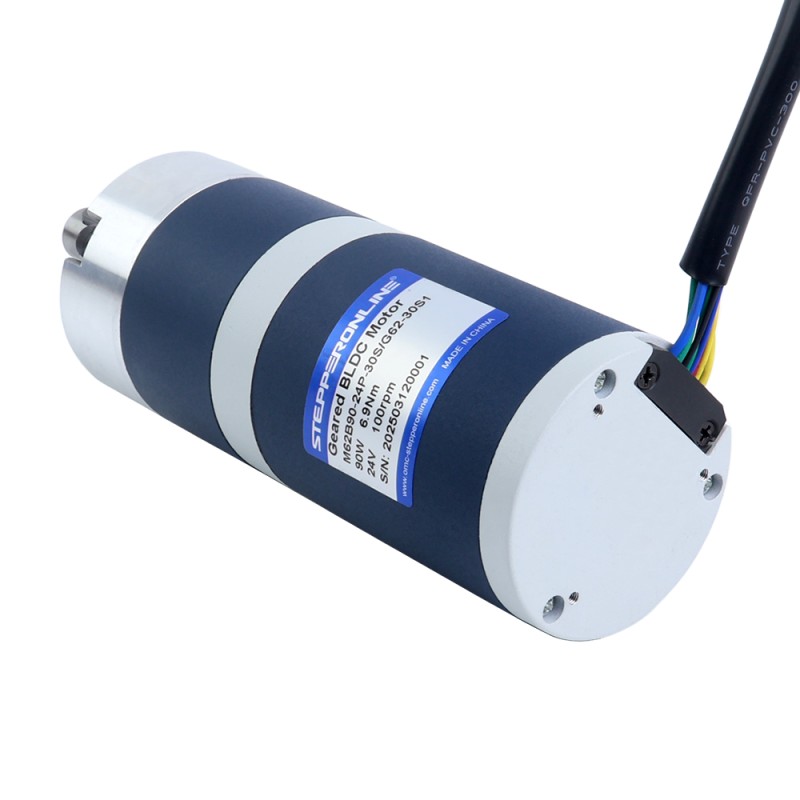 24V 90W 100RPM Motor DC sin Escobillas con Caja Reductora 6,90Nm(977,12oz.in) 30:1 Caja Planetaria