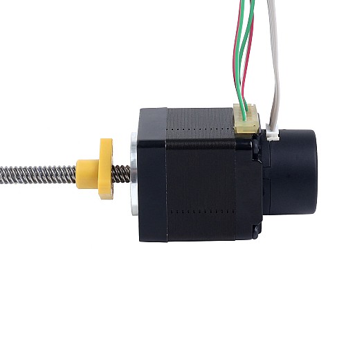 Motor paso a paso de circuito cerrado Nema 11 0.07Nm(9.91oz.in) Codificador 300PPR Motor paso a paso lineal Acme externo Nema 11, 1,0A, pila de 32,2mm, con codificador rotatorio óptico, 300PPR - 11E13S1004HD5-180RS-E22-300 | StepperOnline