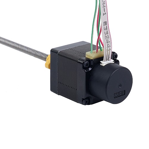 Motor paso a paso de circuito cerrado Nema 11 0.07Nm(9.91oz.in) Codificador 300PPR Motor paso a paso lineal Acme externo Nema 11, 1,0A, pila de 32,2mm, con codificador rotatorio óptico, 300PPR - 11E13S1004HD5-180RS-E22-300 | StepperOnline