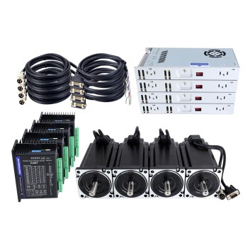 Kit de bucle cerrado Nema 34 de 4 ejes de la de 12,0Nm(1699,34oz.in) con fuente de alimentación