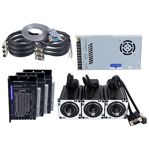 Kit de motor paso a paso de lazo cerrado TES Serie 3 Ejes 3,0Nm(424,83oz.in) Nema 24 con driver CL57TE y fuente de alimentación - 3-CLTES30 | StepperOnline