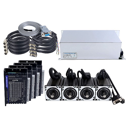 Kit de motor paso a paso de lazo cerrado TES Serie 4 Ejes 3,0Nm(424,83oz.in) Nema 24 con driver CL57TE y fuente de alimentación - 4-CLTES30 | StepperOnline