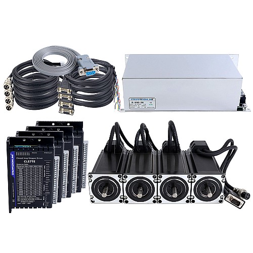 Kit de motor paso a paso de lazo cerrado TES Serie 4 Ejes 3,0Nm(424,83oz.in) Nema 23 con driver CL57TE y fuente de alimentación - 4-CLTES30A | StepperOnline