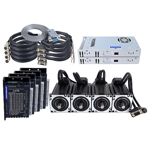 Kit de motor paso a paso de lazo cerrado TES Serie 4 Ejes 4,0Nm(566,56oz.in) Nema 24 con driver CL57TE y fuente de alimentación - 4-CLTES40 | StepperOnline
