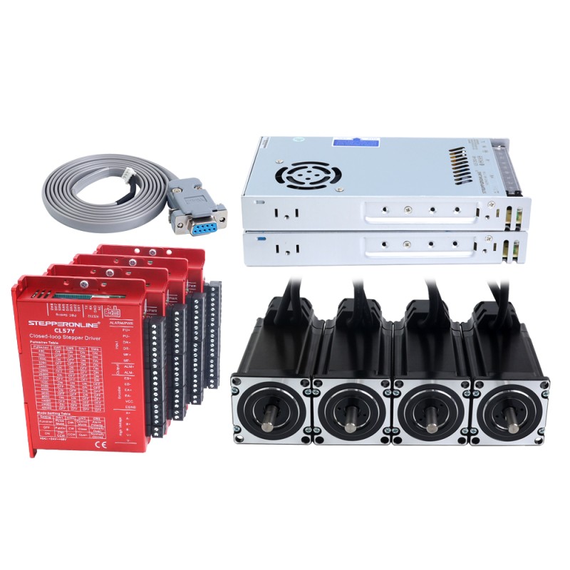 Kit CNC de Motor Paso a Paso de Lazo Cerrado YS Series 4 Ejes V2.0 3,00Nm(424,83oz.in) Motor Nema 23 con Cables 1,5m & Fuente de Alimentación - 4-CLYS30-1M5-V20 | StepperOnline