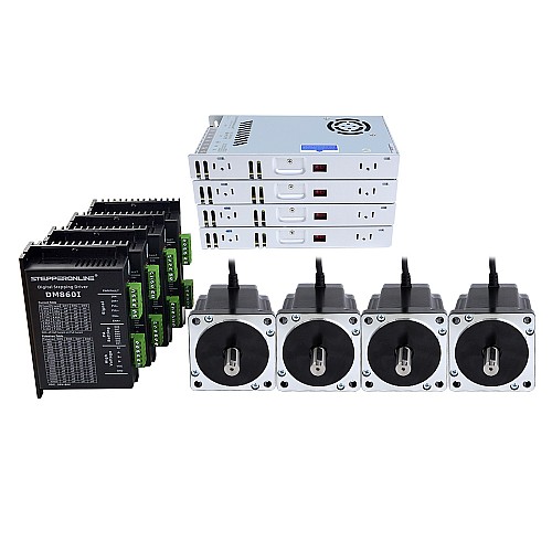 Kit CNC paso a paso de 4 ejes, motor paso a paso Nema 34, controlador y fuente de alimentación de 60V, 8,0Nm(1132,89oz.in)