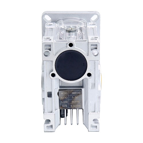 50:1 Caja de engranajes helicoidales NMRV40 14mm Diámetro del eje de entrada - NMRV40-G50-D14 | StepperOnline