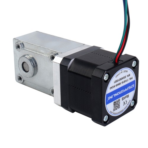 Motor paso a paso Nema 17 L=39mm 1.68A Relación de engranaje 40:1 Geabox de gusano cuadrado - 17HS15-1684S-WG40 | StepperOnline