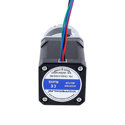 Motor paso a paso Nema 17 bipolar L=60mm w/ con caja de cambios planetaria serie MG relación de reducción 5:1 - 17HS24-2104S-MG5 | StepperOnline