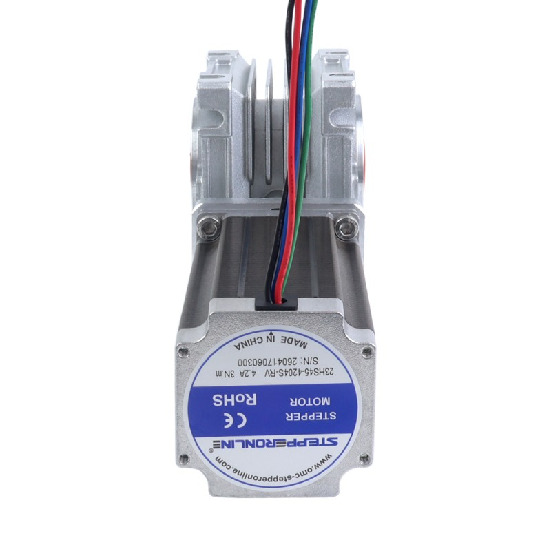 Motor Nema 23 113mm Relación de transmisión 50:1 Caja de engranajes helicoidales YRV30 - 23HS45-4204S-YRV30-G50 | StepperOnline