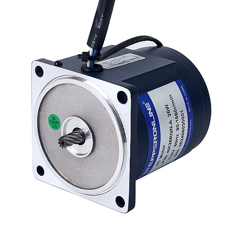 Fase única 110VAC 25W 60Hz Brida 80mm Relación de transmisión 5:1 Motor de inducción de CA con caja de cambios rectos 25W 110VAC 60Hz 18-310RPM 0,61Nm(86,38oz.in) Brida 80mm Motor de velocidad variable de CA monofásico con caja de cambios rectos - 4IK25RGN-A/4GN5K | StepperOnline