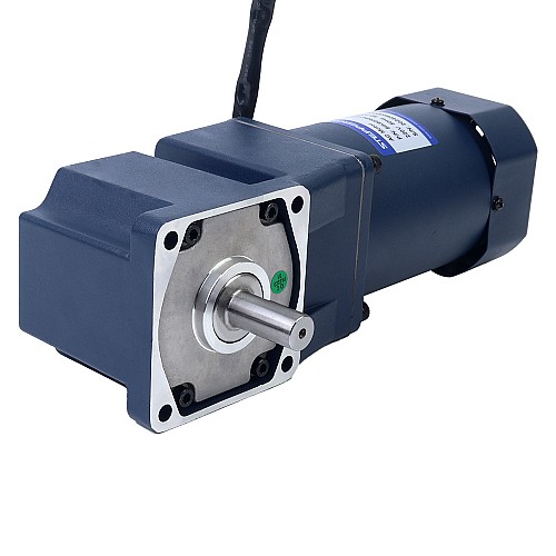 Fase única 220VAC 90W 60Hz Brida 90mm Relación de transmisión 100:1 Motor de inducción de CA con caja de cambios en ángulo recto 90W 110VAC 60Hz 0,9-15,5RPM 40,00Nm(5664,4oz.in) Brida 90mm Motor de velocidad variable de CA monofásico con caja de cambios en ángulo recto - 5IK90RGU-AF/5GU100RT | StepperOnline