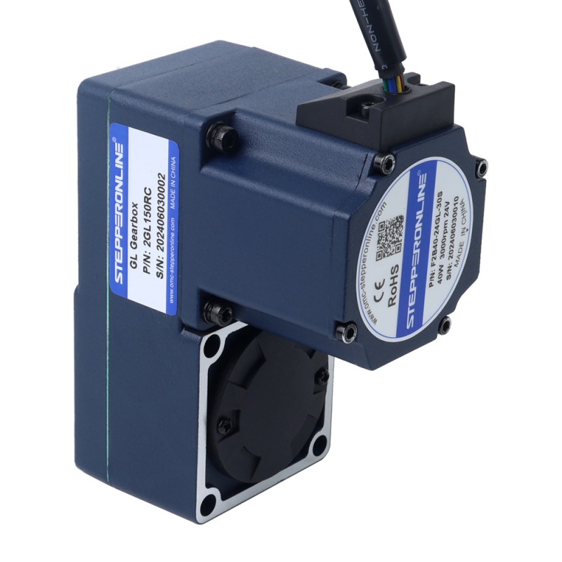 Motor BLDC de engranajes 24V 40W 20RPM 13,00Nm(1840,95oz.in) 150:1 con caja de cambios de eje hueco paralelo