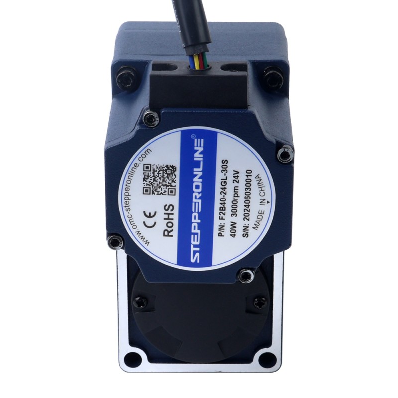 Motor BLDC de engranajes 24V 40W 20RPM 13,00Nm(1840,95oz.in) 150:1 con caja de cambios de eje hueco paralelo