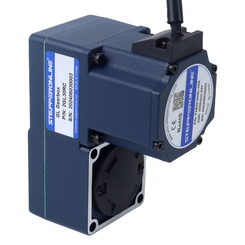 Motor BLDC de engranajes 24V 40W 100RPM 2,80Nm(396,51oz.in) 30:1 con caja de cambios de eje hueco paralelo