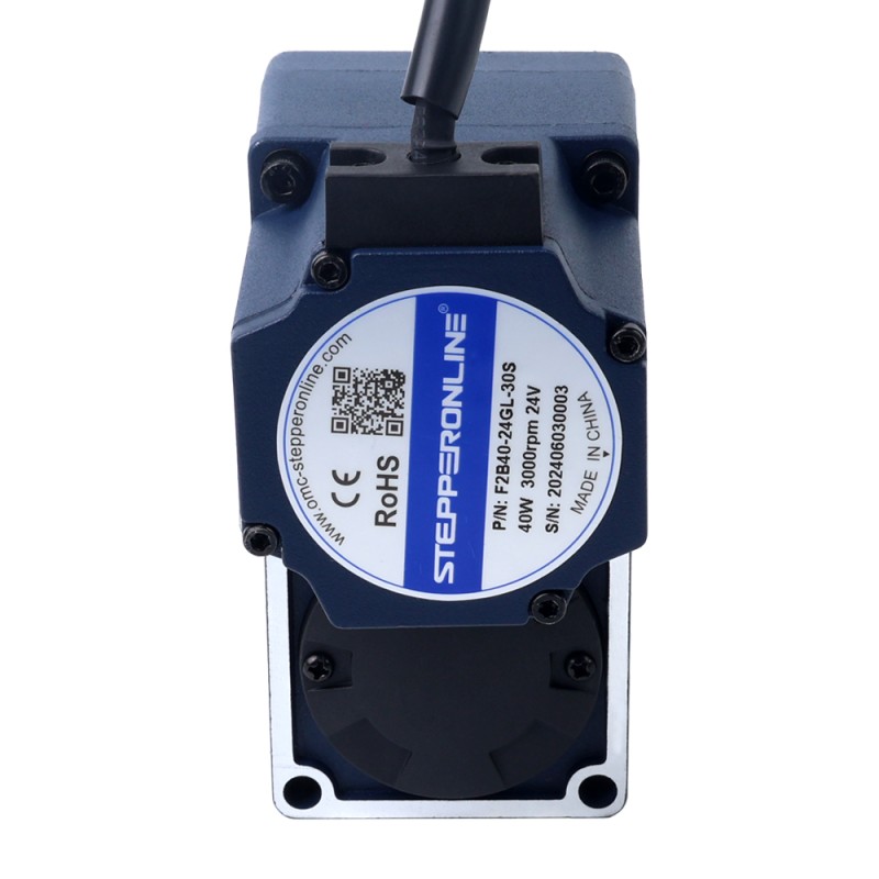 Motor BLDC de engranajes 24V 40W 100RPM 2,80Nm(396,51oz.in) 30:1 con caja de cambios de eje hueco paralelo