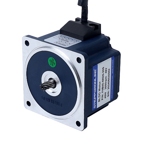 24V 84W 350RPM Geared Brushless DC Motor 1.89Nm(267.65oz.in) 10:1 Caja de cambios de alta precisión Motor CC sin escobillas con engranaje de 48V 40W 30RPM 8,00Nm(1132,90oz.in) Caja de engranajes rectos 100:1 - F4B40-48GN-30S/4GN100K | StepperOnline