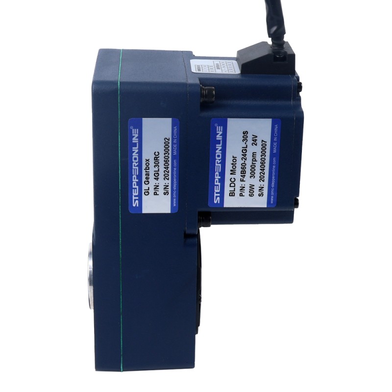 Motor BLDC de engranajes 24V 60W 100RPM 4,20Nm(594,77oz.in) 30:1 con caja de cambios de eje hueco paralelo