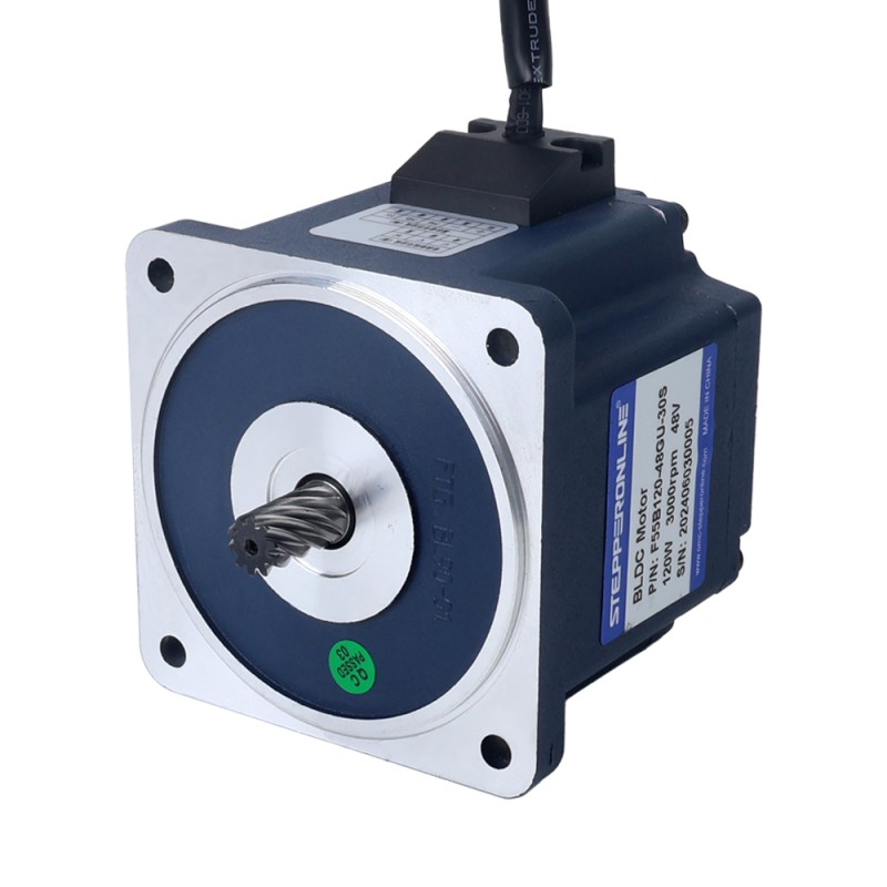 Motor BLDC de engranajes 48V 120W 600RPM 1,55Nm(219,50oz.in) Caja de engranajes rectos 5:1