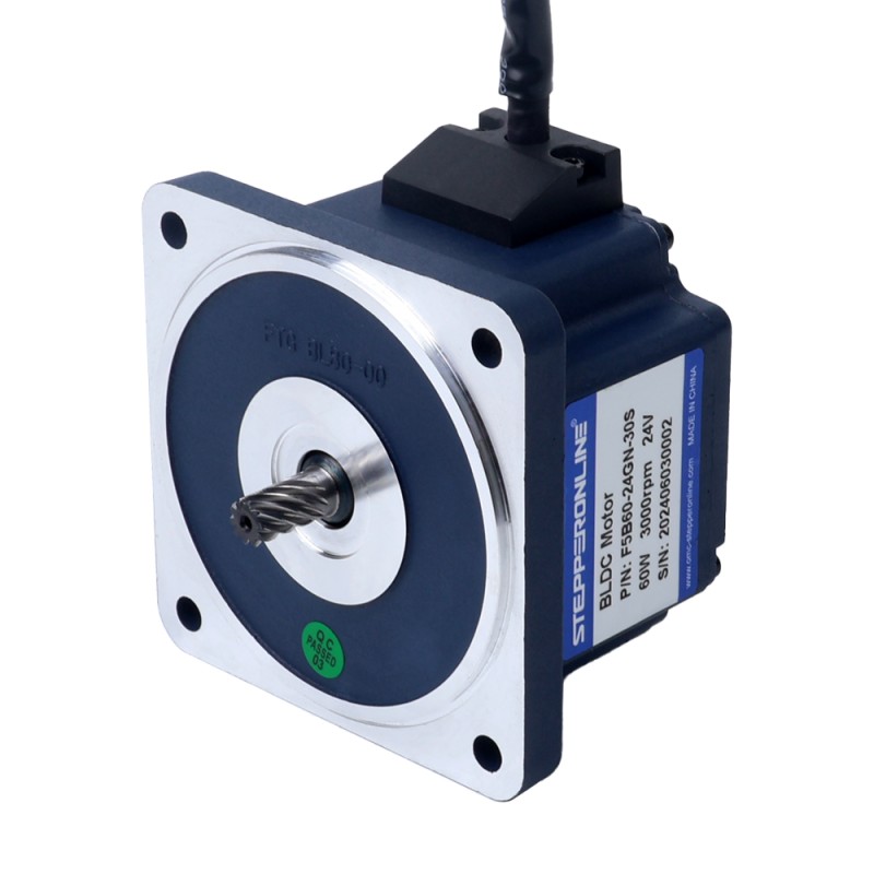 Motor BLDC de engranajes 24V 60W 60RPM 6,30Nm(892,16oz.in) Caja de engranajes rectos 50:1