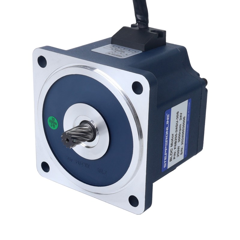 Motor BLDC de engranajes 24V 250W 15RPM 40,00Nm(5664,48oz.in) Caja de engranajes rectos 200:1