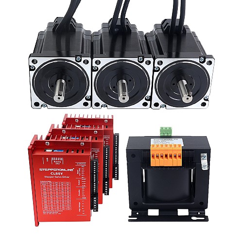 Kit de bucle cerrado de 3 ejes de la serie YS motor Nema 34 de 6,50Nm(920,48oz.in) con transformador de CA Kit de bucle cerrado de 3 ejes de la serie YS motor Nema 34 de 6,50Nm(920,48oz.in) con transformador de CA