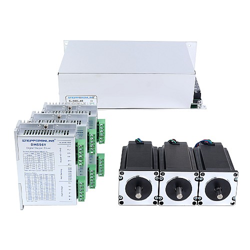 Kit de Motor Paso a Paso YS Series de 3 Ejes 3.00Nm(424.83oz.in) Nema 23 con Driver y Fuente de Alimentación de 48V Kit de Motor Paso a Paso YS Series de 3 Ejes 3.00Nm(424.83oz.in) Nema 23 con Driver y Fuente de Alimentación de 48V