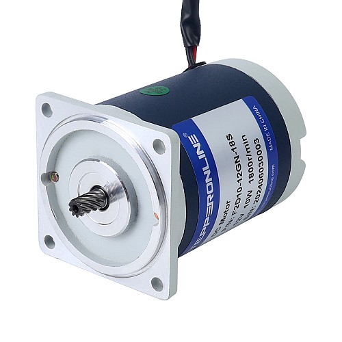 Motorreductor cepillado de 12V CC 60 kg.cm/3,5RPM con caja de cambios de dientes rectos rectangulares 1166:1 Cepillado 12V 10W 0,43Nm(60,89oz.in) 180RPM con motor de engranajes CC con caja de cambios rectos 10:1 - F2D10-12GN-18S/2GN10K | StepperOnline