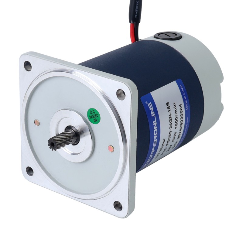 Cepillado 24V 60W 10,00Nm(1416,12oz.in) 9RPM con motor de engranajes CC con caja de cambios rectos 200:1