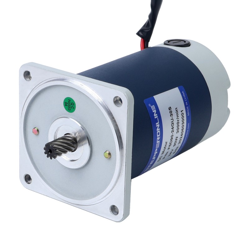 Cepillado 24V 90W 9,38Nm(1328,32oz.in) 60RPM con motor de engranajes CC con caja de cambios rectos 50:1