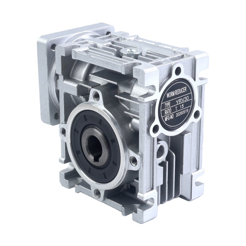 15:1 Caja de engranajes helicoidales YRV30 11mm Diámetro del eje de entrada - YRV30-G15-D11 | StepperOnline