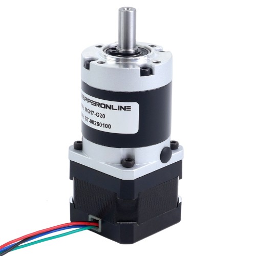 Motor paso a paso Nema 17 bipolar L=34mm w/ con caja de cambios planetaria serie MG relación de reducción 20:1 - 17HS13-0404S-MG20 | StepperOnline