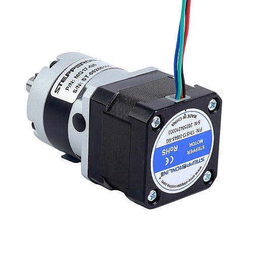 Motor paso a paso Nema 17 bipolar L=34mm w/ con caja de cambios planetaria serie MG relación de reducción 5:1 - 17HS13-0404S-MG5 | StepperOnline Motor paso a paso Nema 17 bipolar L=34mm w/ con caja de cambios planetaria serie MG relación de reducción 5:1 - 17HS13-0404S-MG5 | StepperOnline