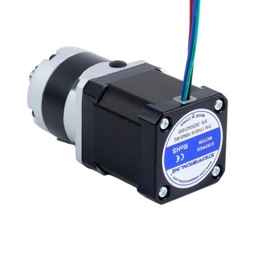 Motor paso a paso Nema 17 bipolar L=48mm w/ con caja de cambios planetaria serie MG relación de reducción 5:1 - 17HS19-1684S-MG5 | StepperOnline