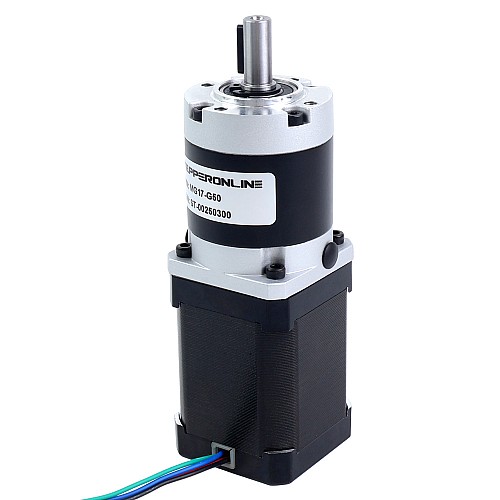 Motor paso a paso Nema 17 bipolar L=60mm w/ con caja de cambios planetaria serie MG relación de reducción 50 - 17HS24-2104S-MG50 | StepperOnline