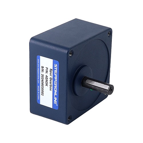 Fase única 110VAC 25W 60Hz Brida 80mm Relación de transmisión 5:1 Motor de inducción de CA con caja de cambios rectos 25W 110VAC 60Hz 18-310RPM 0,61Nm(86,38oz.in) Brida 80mm Motor de velocidad variable de CA monofásico con caja de cambios rectos - 4IK25RGN-A/4GN5K | StepperOnline