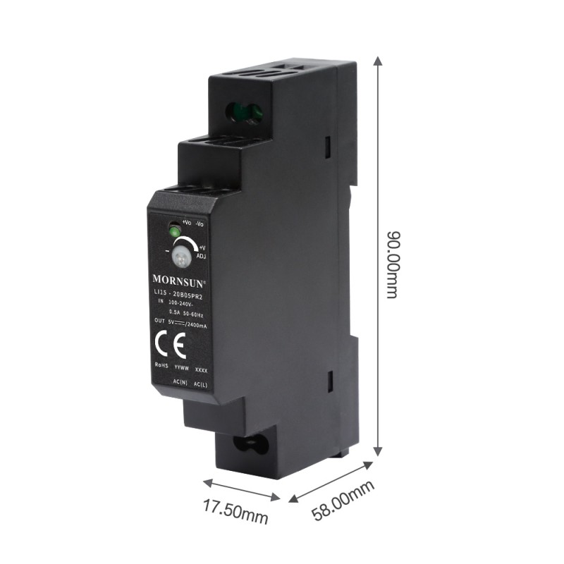 15W 24V 0.63A 85-264VAC/120-370VDC Carril DIN Fuente de alimentación conmutada