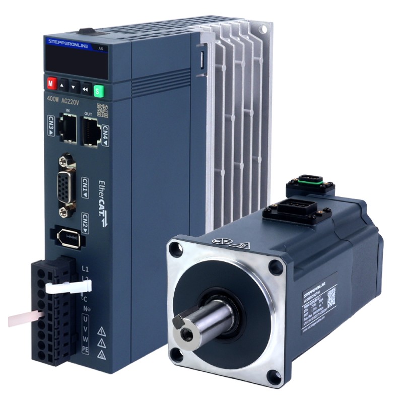 Usado – Stock en Australia - Kit de servomotor de CA EtherCAT de 400W serie A6, 3000rpm, 1,27Nm con freno