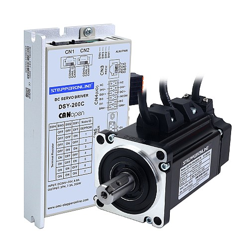 DSY Serie 200W Motor Servo CC CANopen 24-70VDC 0,637Nm con Freno 3000rpm Encoder Incremental 17-Bit IP65 - DSY-C200L2B2-M17S | StepperOnline