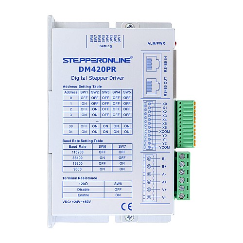 Driver paso a paso Modbus RS485 serie Y 0-2,0A 24-50VDC para motores paso a paso Nema 11, 14, 17 - DM420PR | StepperOnline Driver paso a paso Modbus RS485 serie Y 0-2,0A 24-50VDC para motores paso a paso Nema 11, 14, 17 - DM420PR | StepperOnline