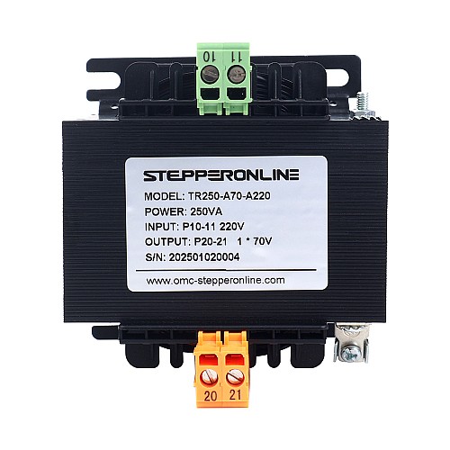 Transformador de control cuadrado monofásico de 250VA, 220VAC a 70VAC,50/60Hz - TR250-A70-A220 | StepperOnline Transformador de control cuadrado monofásico de 250VA, 220VAC a 70VAC,50/60Hz - TR250-A70-A220 | StepperOnline