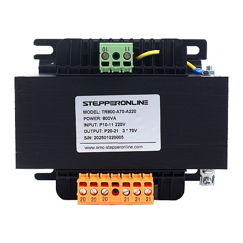 Transformador de control cuadrado monofásico de 800VA, 220VAC a 3 x 70VAC, 50/60Hz - TR800-A70-A220 | StepperOnline Transformador de control cuadrado monofásico de 800VA, 220VAC a 3 x 70VAC, 50/60Hz - TR800-A70-A220 | StepperOnline
