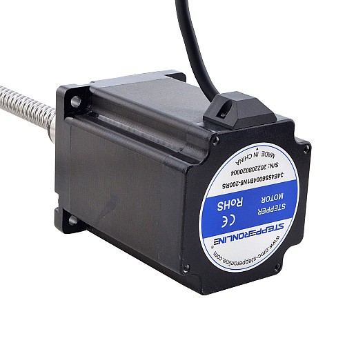 Motor paso a paso lineal con husillo de bolas externo NEMA 34, 8Nm(1132,90oz.in), 6,0A, 114mm, 10mm(0,3937") Motor paso a paso lineal con husillo de bolas externo NEMA 34, 8Nm(1132,90oz.in), 6,0A, 114mm, 10mm(0,3937")