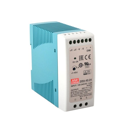 DRA-40-24 MEANWELL 40.8W 24VDC 1.7A 115/230VAC Fuente deAlimentación conmutada de salida única