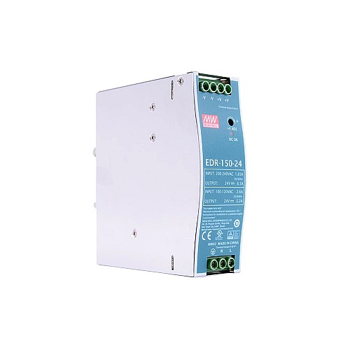 EDR-150-24 MEANWELL 150W 24VDC 5.2A 115VAC/6.5A 230VAC Salida única Industrial CARRIL DIN EDR-150-24 MEANWELL 150W 24VDC 5.2A 115VAC/6.5A 230VAC Salida única Industrial CARRIL DIN